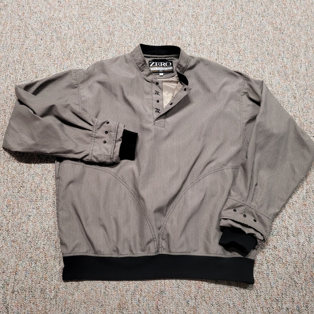 Zero Restriction Golf Windshirt Mens Large Tan Herringbone Pullover Jacket